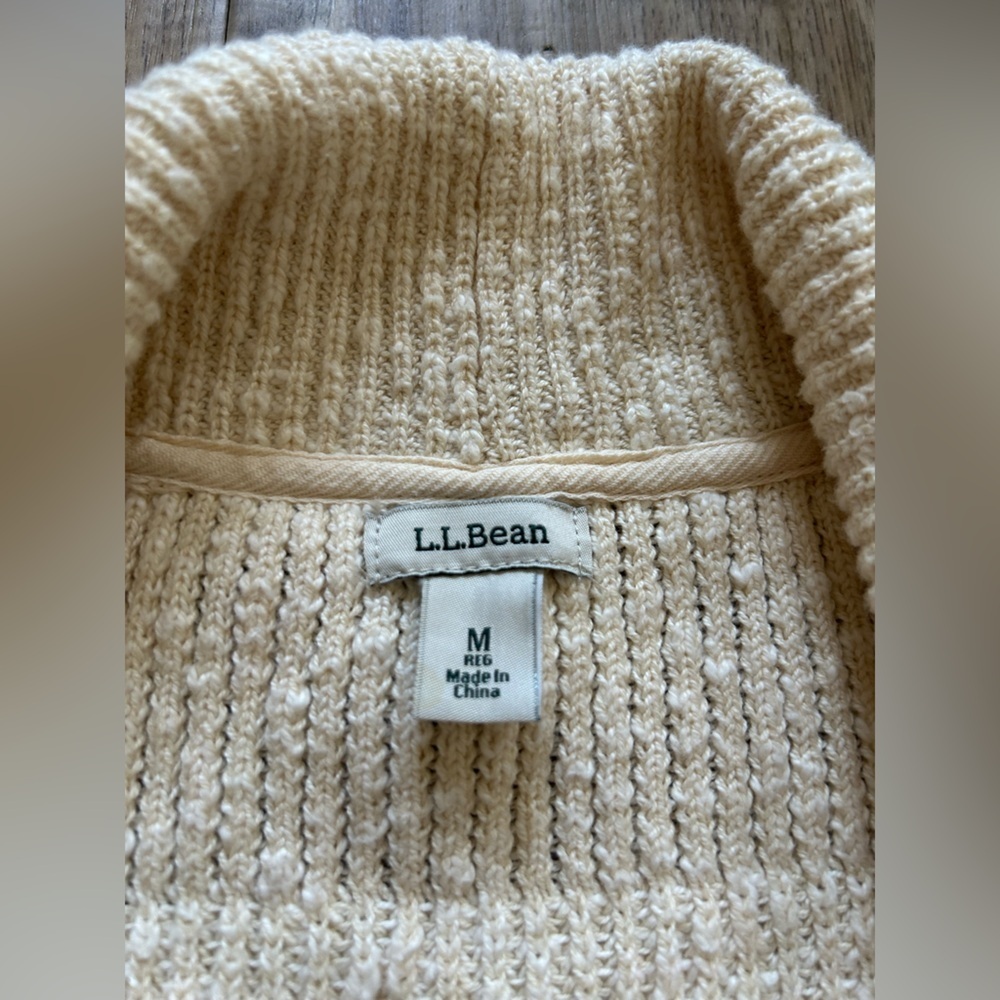 LL Bean Cozy Cream open front Women's knit cardigan Sweater neutral capsule fall - Picture 10 of 10